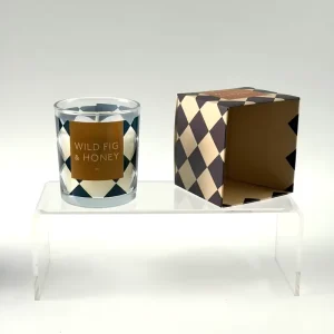 Custom Candle Aesthetic Geometric Pattern Glass Jar Scented Candle Gift Set for High end Gifting