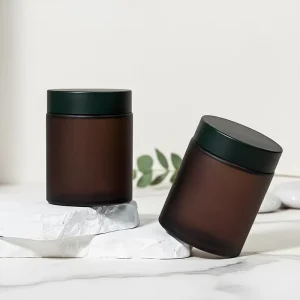 Custom Candle Cosmetic Packaging 3oz 4oz 5oz 120g 200g 8oz Wide Mouth Amber Glass Cream Jar Empty LargeBody Scrub Jars With Lid