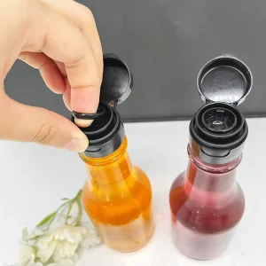 Custom Clear 150ml Empty Glass Bottles with Plastic Flip off Pulling Rings Lids for Foods Refined Almond Oil Sauce Vinegar