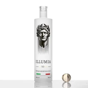 Custom Clear Extra Flint Glass Bottle 350ml 500ml 750ml with Cork, Matte Decal for Spirits Whisky Vodka Tequila and Wine