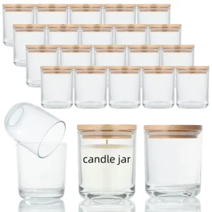 Custom Clear Glass Candle Jars with Metal Lids, 200ml 290ml and 400ml
