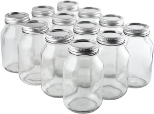 Custom Clear Regular Mouth Mason Jar 32oz 1000ml 1L with Iron Lid for Canning and Storage