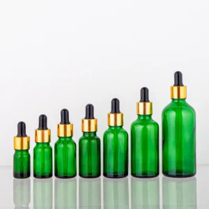 Custom Color 30ml Flat Shoulder Cosmetic Essential Oil Glass Bottle with Dropper, Seal and Screen Printing