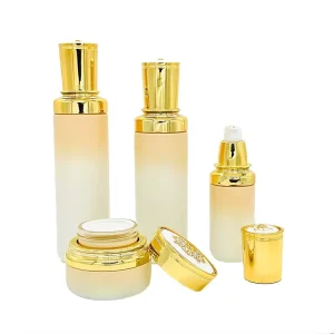 Custom Color Glass Cosmetic Packaging Bottle and Jar Set
