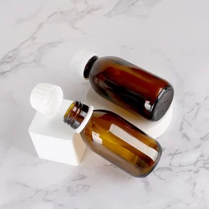 Custom Color Glass Slant-Shoulder Bottle, 250ml/300ml, with PP Tear-Off Lids for Ashwagandha Pills