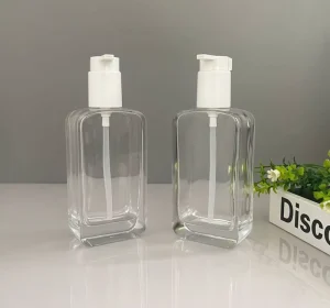 Custom Color Transparent Cleansing Oil 150ml Glass Bottle Square Profile Bottle for Skincare Body Care Premium Glass Packaging
