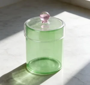 Custom Colored Borosilicate Glass Storage Jars with Clear Lids