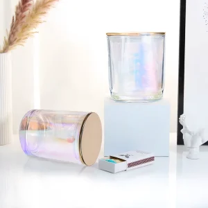 Custom Colorful Empty Glass Candle Jars with Lid