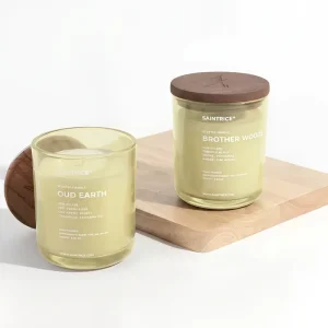 Custom Curved-Bottom Glass Candle Jar with Wooden Lid