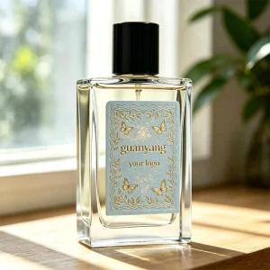 Custom Debossed Hot Stamping Vintage Frame Adhesive Perfume Labels for Clear Glass Bottles