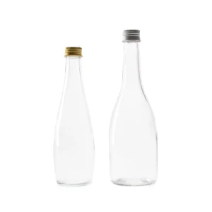 Custom Design Beverage Bottles With Lids Slender Teardrop 330ml 500ml Glass Bottles For Juice With Logo with Metal Screw Lid
