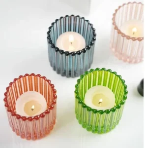 Custom Design Round Glass Scented Candle Jar, Colored Glass, Handmade