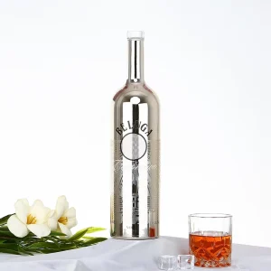 Custom Electroplate Sliver Empty Rum Gin Tequila Vodka Spirit Glass Liquor Bottle with Cork 700ml 750ml 1000ml
