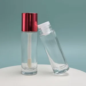 Custom Empty 30ml Liquid Foundation Cylinder Glass Bottle with Plastic Brush Screen Printed Packaging