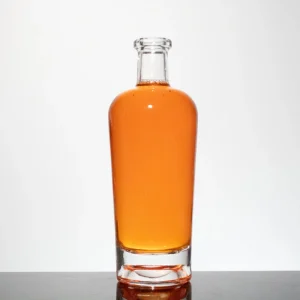 Custom Empty Clear Round 200ml 375ml 500ml 750ml Liquor Wine Glass Bottles Brandy Whisky Gin Tequila Glass Bottle With Cork Cap