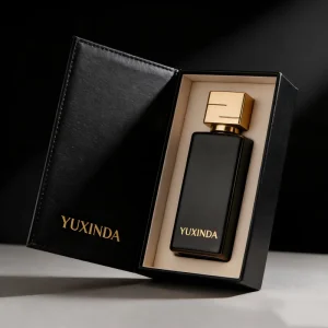 Custom Empty Crimp Glass Perfume Bottle 30ml 50ml 100ml Flat Black With Gift Box