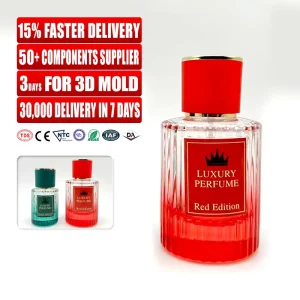 Custom Empty Short Round Glass Perfume Bottle with Box, 50ml 100ml