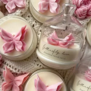 Custom Fancy Butterfly Scented Candle in Luxury Glass Jar Natural Soy Wax Strong Scent Velas for Home Decor Relax Gift