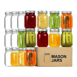Custom Food Grade Wide Mouth Glass Mason Jars 4oz-32oz with Lids for Canning, Jam, and Honey Storage