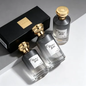 Custom Frosted Black Cylinder Glass Spray Bottle 30ml 50ml with Magnetic Cap and Box