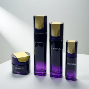 Custom Glass Cosmetic Packaging Set with Jars and Bottles