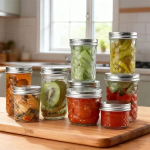 Custom Glass Jar in Bulk Wide Mouth Mason Jars 4oz 6oz 8oz 10oz 12oz 16oz 22oz Glass Canning Jam Sauce Jar with Lid