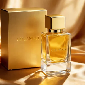 Custom Golden Rectangular Transparent Glass Perfume Spray Bottle 30ml 50ml 100ml with Box
