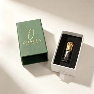 Custom Green Drawer Rigid Paper Gift Box Gold Logo Perfume Oil Packaging Box With EVA Foam Insert