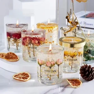 Custom Handmade Long Burning Transparent Gel Glass Jar Scented Candle Environment Friendly Aromatherapy for Christmas Easter