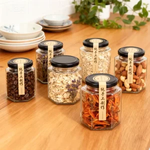 Custom Hexagon Honey Pickle Glass Jar 500ml 16oz with Lid for Honey and Jam