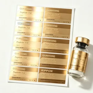 Custom Holographic Peptide Vial Labels with Gold Foil Waterproof Anti Counterfeit Stickers for 3ml 10ml Bottles