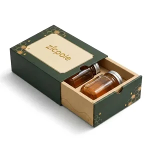 Custom Honey Glass Bottle Beverage Can Drawer Gift Box With Divider Insert for Juice Drink Retail Display Packaging