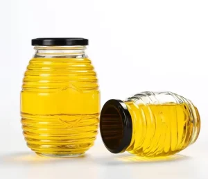 Custom Honeycomb-Shape Clear 500 ml Glass Honey Jars with Lids