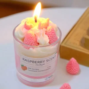 Custom Jar Beeswax Raspberry Shortcake Fruit Shaped Custom Logo Scented Aroma Candles