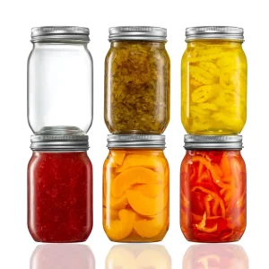 Custom Kitchen Airtight Clear Wide Mouth Glass Mason Jar 8oz 16oz 32oz Jam Food Storage Canning Jar Glass Container With Lid
