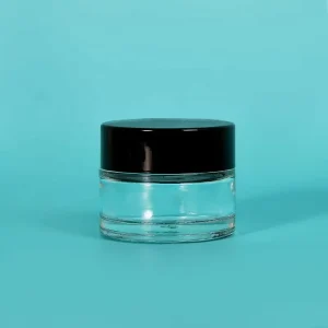 Custom Label 15g Black Glass Cosmetic Jar With Plastic Black Lid