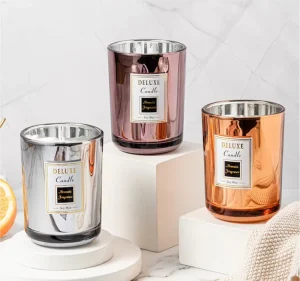 Custom Label Colored Glass Jar Scented Candle, Soy Wax, Gift Set