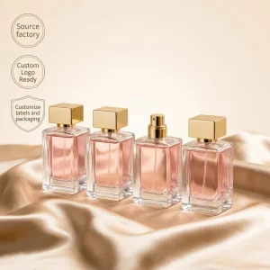 Custom Label Empty Glass Perfume bottle Factory Design Luxury Square Natural Spray Crystal Perfume Bottle 30ml 50ml 100ml OEM