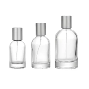 Custom Label Round Glass Perfume Spray Bottle 30ml 50ml 100ml with Silver Lid