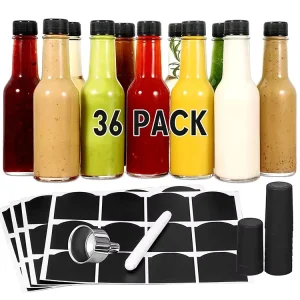 Custom Labels Empty 3oz 90ml 5oz 150ml Chili Woozy Glass Hot Sauce Bottle With Plastic Twist Top