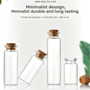 Custom Logo 22mm 30mm 37mm Diameter Empty Flat Bottom clear Cigar Glass Tube Bottle with Cork