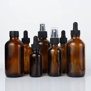 Custom Logo 30ml 60ml 120ml 240ml 480ml 1oz 2oz 4oz Clear Frosted Amber Serum Essential Oil Glass Boston Dropper Bottles