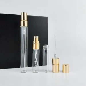 Custom Logo Aluminum Sprayer 2ml 10ml Portable Refillable Atomizer Empty Clear Glass Perfume Sample Bottles
