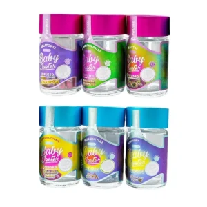 Custom Logo Baby Pre Child Resistant Roll Packaging Glass Jar Storage Childproof Cap Glass Bottle Smell Proof Jars