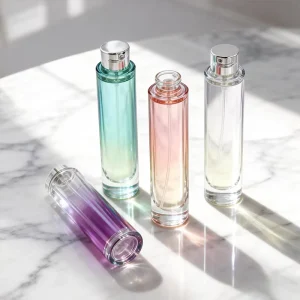 Custom Logo Design Size 10 20 50ml Travel Perfume Fillable Empty Atomizer Pump Spray Colorful PETG Plastic Bottle
