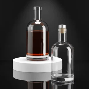 Custom Logo Empty Glass Liquor Wine Bottles with Cork 100ml 200ml 500ml 750ml for Vodka Gin Whiskey