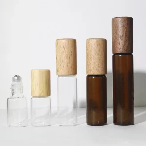Custom Logo Empty Refillable Cylinder Glass Perfume Roller Bottle 5ml 10ml 15ml for Essential Oil Amber Clear
