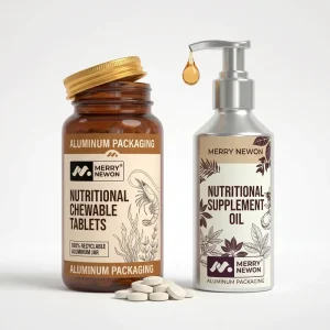 Custom Logo Frosted Amber Glass Capsule Bottle with Wide Mouth for Health Supplements and Medicine