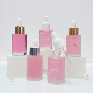 Custom Logo Glass Skincare Packaging 30ml 50ml 1oz Frosted Thick Bottom Flat Face Serum Essential Oil Dropper Bottle
