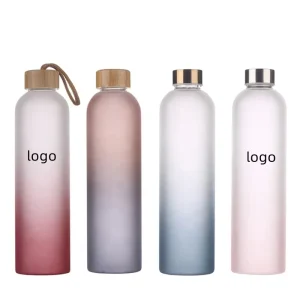 Custom Logo Gradient Color Glass Sports Water Bottle